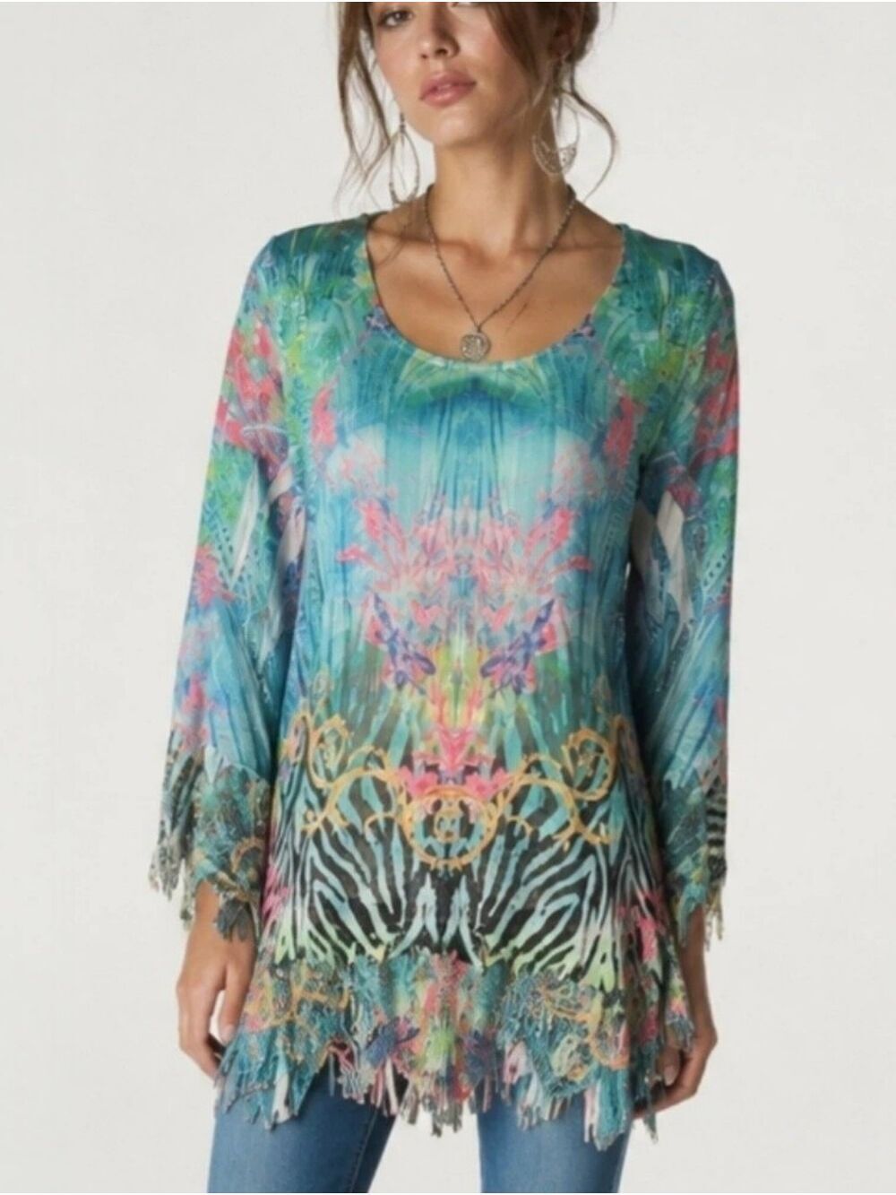Vintage Y2K Mushka by Sienna Rose Fringe Tunic Top – Size Large